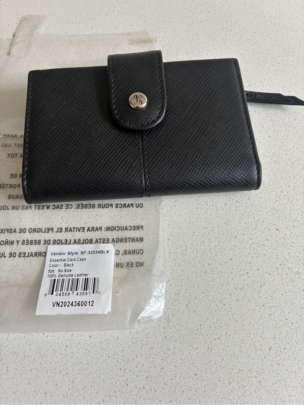 Hobo Essential Card Case Black Leather Snap Wallet - Picture 11 of 11